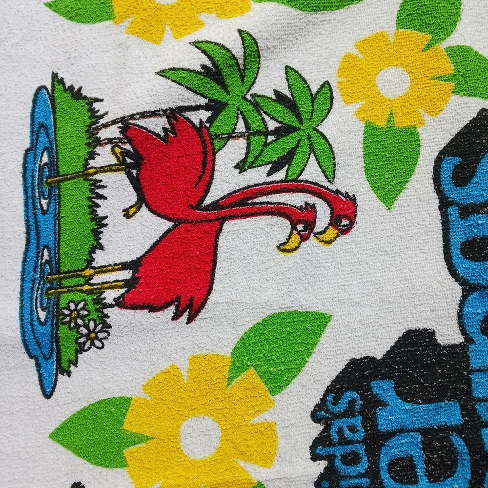 Florida Silver Springs Floral & Animal Beach Towel in White and Yellow